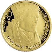 20 Euro - Franciscus Pope Pius VII, Vatican City, 2023 reverse image