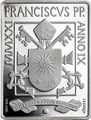 25 Euros - Franciscus Caravaggio; silver colored obverse image