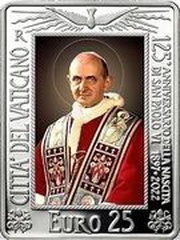 25 Euros - Franciscus Pope Paul VI; silver colored, Vatican City, 2022 reverse image