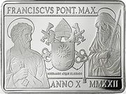 25 Euros - Franciscus Christmas 2022; silver colored obverse image