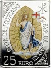 25 Euro - Franciscus Easter of Resurrection; silver colored, Vatican City, 2022 reverse image