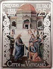 25 Euros - Franciscus Pietro Perugino; silver colored, Vatican City, 2023 reverse image
