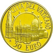 50 Euro - Franciscus Pontifical Sanctuary of the Blessed Virgin Mary of the Holy Rosary of Pompeii, Vatican City, 2015 reverse image