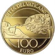 100 Euro - Benedictus XVI Sistine Chapel - Man Creation, Vatican City, 2008 reverse image