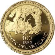 100 Euro - Benedictus XVI Sistine Chapel - Expulsion from Heaven, Vatican City, 2009 reverse image