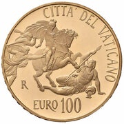 100 Euro - Benedictus XVI Raffaello's rooms, Vatican City, 2011 reverse image