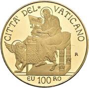 100 Euro - Franciscus Evangelists - Saint Mark, Vatican City, 2014 reverse image