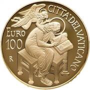 100 Euro - Franciscus Evangelists - Saint Matthew, Vatican City, 2015 reverse image