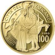 100 Euro - Francis Second Vatican Council - Nostra Aetate, Vatican City, 2023 reverse image