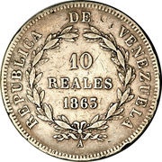 10 Reales, Venezuela, 1863 reverse image