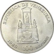 100 Bolívares Simón Bolivar's Death obverse image