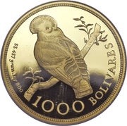 1000 Bolívares Cock of the Rocks reverse image