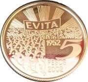 5 Pesos Eva Peron reverse image