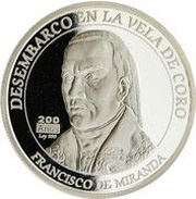 200 Bolívares Francisco de Miranda; Silver, Venezuela, 2010 reverse image