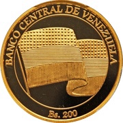 200 Bolívares Francisco de Miranda; Gold obverse image