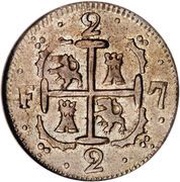 2 Reales - Fernando VII Royalist coinage reverse image