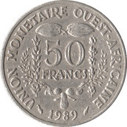 50 Francs CFA non-magnetic reverse image