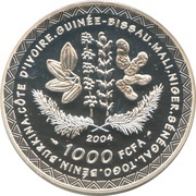 1000 Francs CFA Soccer World Championship 2006 obverse image