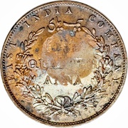 ¼ Anna - Munassar 10mm Countermark on KM#446.2 reverse image
