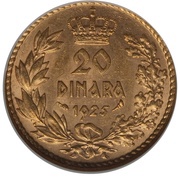 20 Dinara - Alexandar I reverse image
