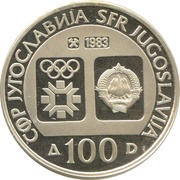 100 Dinara Winter Olympics 1984 - Figure Skating obverse image