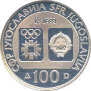 100 Dinara Winter Olympics 1984 - Bobsledding obverse image