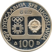 100 Dinara Winter Olympics 1984 - Speed Skating obverse image