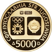 5000 Dinara Winter Olympics 1984 - Tito obverse image