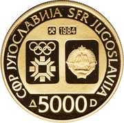 5000 Dinara Winter Olympics 1984 - Flame obverse image