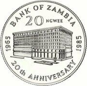 20 Ngwee Bank of Zambia reverse image