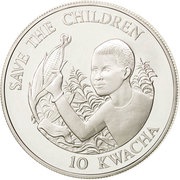 10 Kwacha Save The Children Fund, Zambia, 1989 reverse image