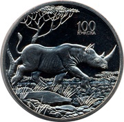 100 Kwacha Rhinoceros, Zambia, 1998 reverse image