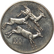 100 Kwacha Antelopes, Zambia, 1998 reverse image
