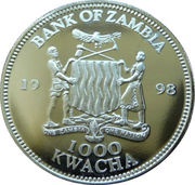 1000 Kwacha Princess Diana holding young girl obverse image