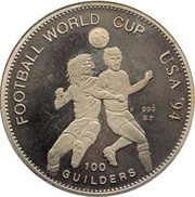 2000 Kwacha / 100 Guilders 1994 World Cup; Mule reverse image