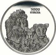 5000 Kwacha Lions, Zambia, 1999 reverse image