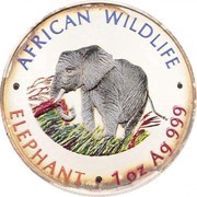 5000 Kwacha Elephant; Colorized reverse image