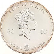5000 Kwacha Elephant, Partially gilded obverse image