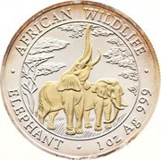 5000 Kwacha Elephant, Partially gilded, Zambia, 2003 reverse image