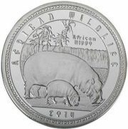 1000 Kwacha African Hippo, Zambia, 2014 reverse image