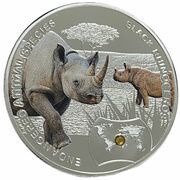 1000 Kwacha Black Rhinoceros, Zambia, 2014 reverse image