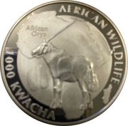 1000 Kwacha African Oryx, Zambia, 2015 reverse image