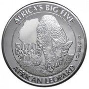 5000 Kwacha African Leopard, Zambia, 2015 reverse image