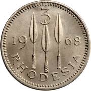 3 Pence - Elizabeth II 2nd portrait, Zimbabwe, 1968 reverse image