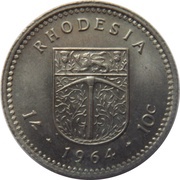 1 Shilling / 10 Cents - Elizabeth II 2nd portrait, Zimbabwe, 1964 reverse image
