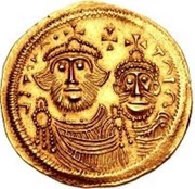 1 Solidus In the name of Heraclius and Heraclius Constantine; Cross with flat ends; equal busts with broken legend obverse image