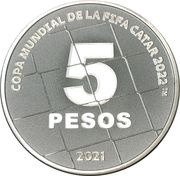5 Pesos FIFA World Cup Qatar 2022, Argentina, 2021 reverse image