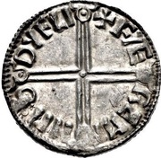 1 Penny In the name of Aethelred; Long cross reverse image