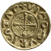 Solidus Imitation in the name of Charlemagne; bust to right reverse image