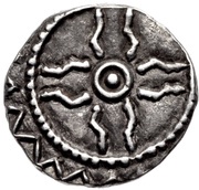 Sceat Porcupine, stepped cross - Series E, type 53, British Isles and Frisia, 695-715 reverse image